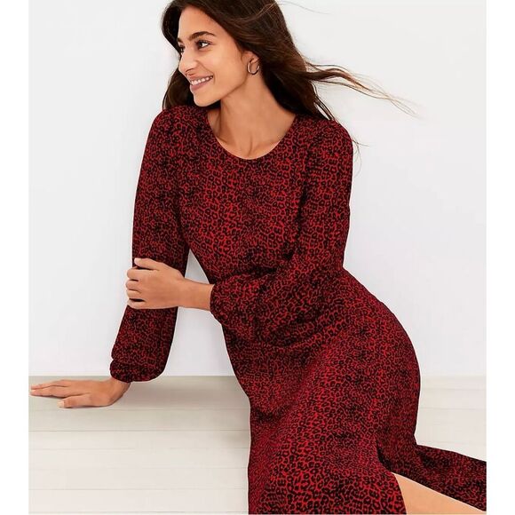 ❤️LOFT Animal Print MIDI Dress - Picture 1 of 5